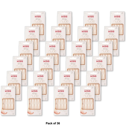 Kiss Salon Acrylic Nude French False Nail Kit Leilani 2.08oz (Pack of 36)