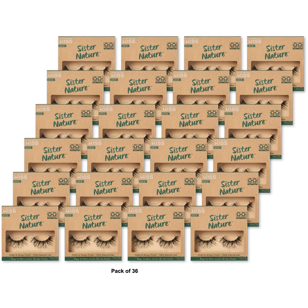 Kiss Sister Nature False Eyelashes Dawn 0.32Oz (Pack Of 36)