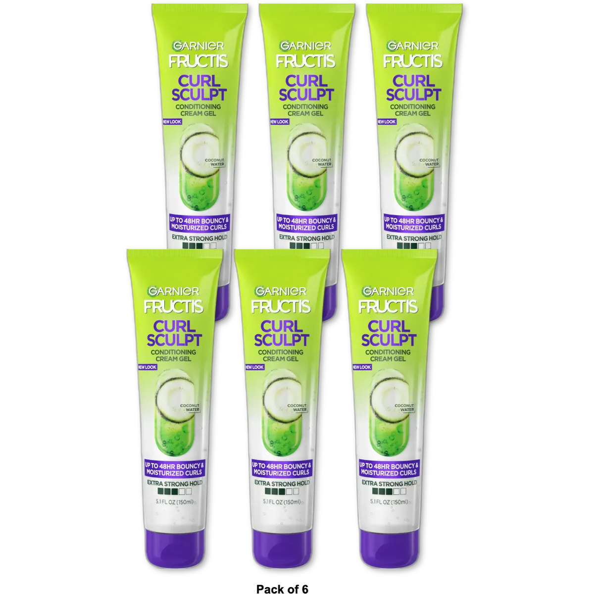 Garnier Fructis Style Curl Sculpting Bouncy Curls Frizz Control Hair Cream-Gel Extra Strong 5Oz (Pack of 6)