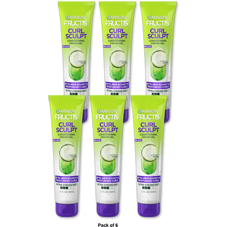 Garnier Fructis Style Curl Sculpting Bouncy Curls Frizz Control Hair Cream-Gel Extra Strong 5Oz (Pack of 6)
