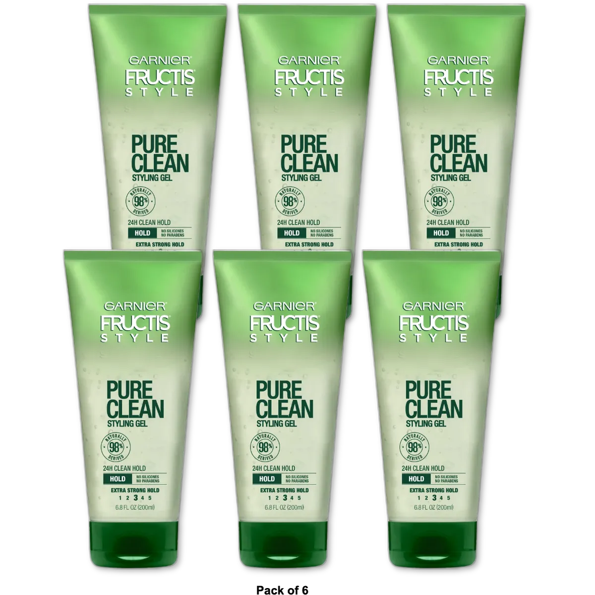 Garnier Fructis Style Pure Clean Styling Gel Extra Strong Hold 6.8Oz (Pack of 6)