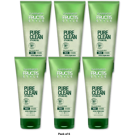 Garnier Fructis Style Pure Clean Styling Gel Extra Strong Hold 6.8Oz (Pack of 6)
