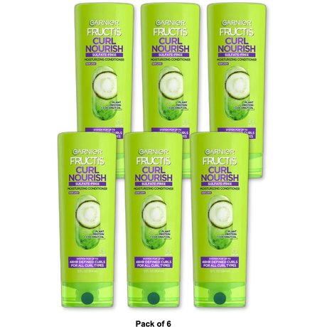 Garnier Fructis Triple Nutrition Curl Hair Nourish Conditioner 12Oz (Pack of 6)