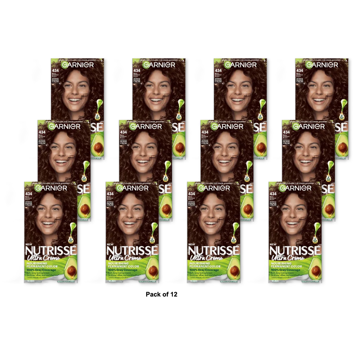 Garnier Nutrisse Herba Shine Hair Color 434 Deep Chestnut Brown1 kit 8.48oz (Pack of 12)
