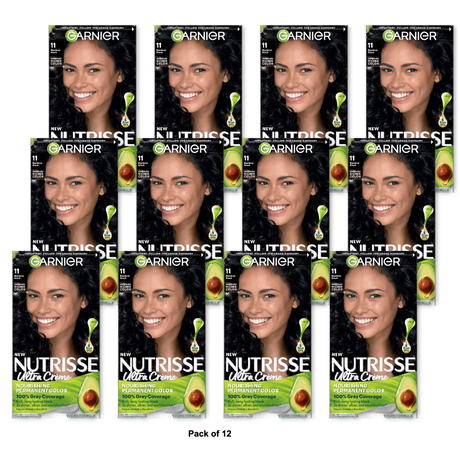 Garnier Nutrisse Nourishing Color Creme 11 Blackest Black 1 Kit 8.48oz (Pack of 12)