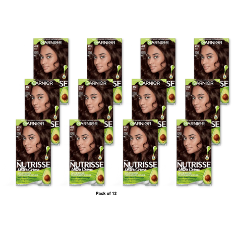 Garnier Nutrisse Nourishing Hair Color Creme 413 Bronze Brown 8.48oz (Pack of 12)