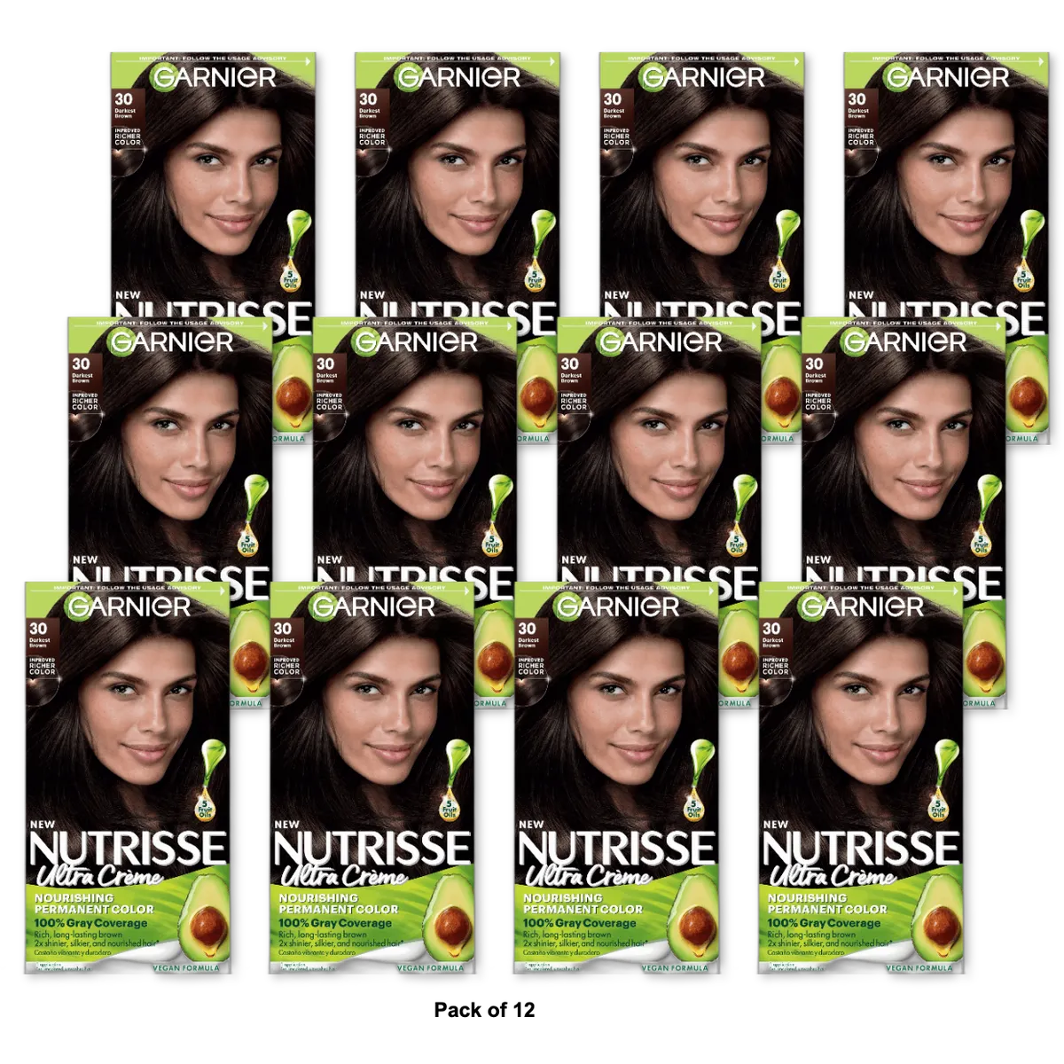 Garnier Nutrisse Nourishing Permanent Hair Color Creme 30 8.48oz (Pack of 12)
