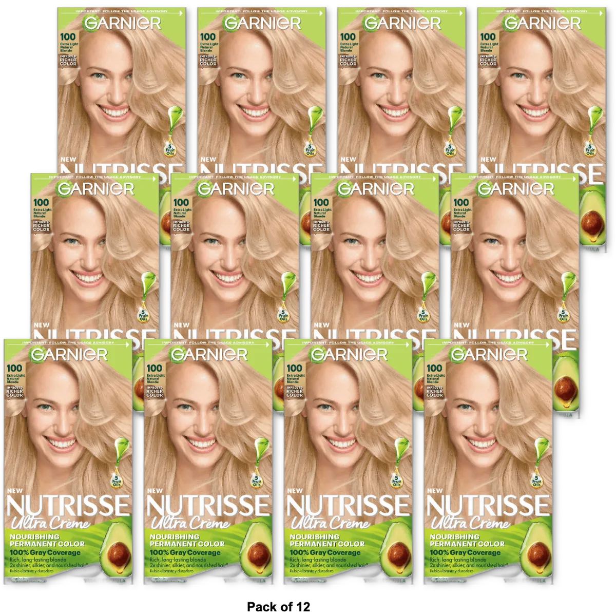 Garnier Nutrisse Permanent Creme Haircolor #100 Light Natural Blonde 8.48oz (Pack of 12)