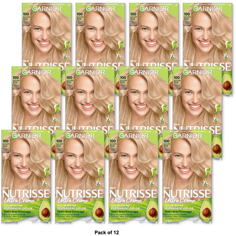 Garnier Nutrisse Permanent Creme Haircolor #100 Light Natural Blonde 8.48oz (Pack of 12)