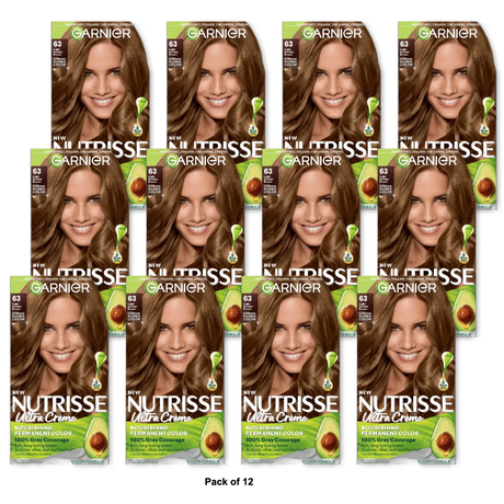Garnier Nutrisse Permanent Creme Haircolor #63 Light Brown 8.48oz (Pack of 12)