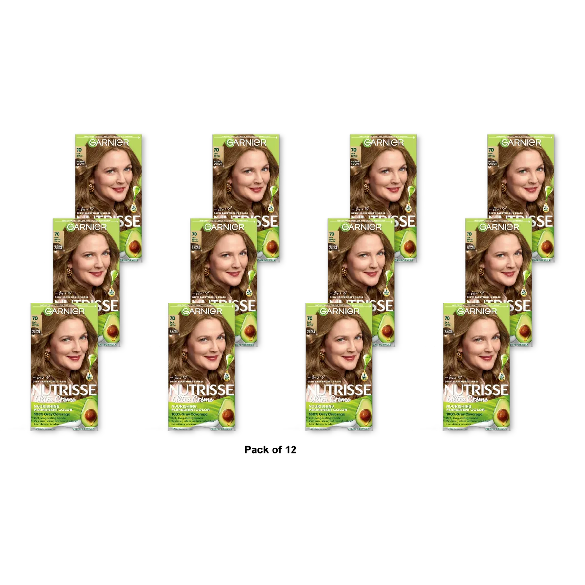 Garnier Nutrisse Permanent Creme Haircolor #70 Dark Natural Blonde 8.48oz (Pack of 12)