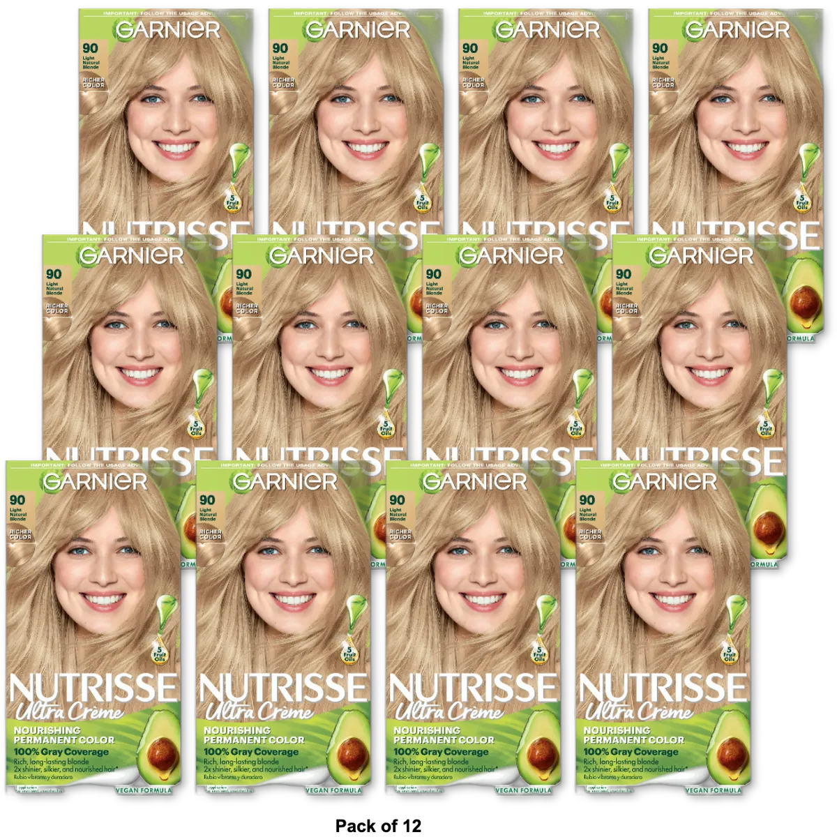 Garnier Nutrisse Permanent Creme Light Natural Blonde Haircolor 8.48oz (Pack of 12)
