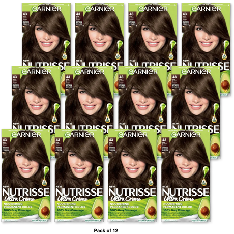 Garnier Nutrisse Permanent Nourishing Color Treatment With Cocoa Bean Dark Golden Brown # 43Kit 8.48oz (Pack of 12)