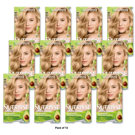Garnier Nutrisse Permanent Nourishing Hair Color Creme 93 Light Golden Blonde 8.48oz (Pack of 12)