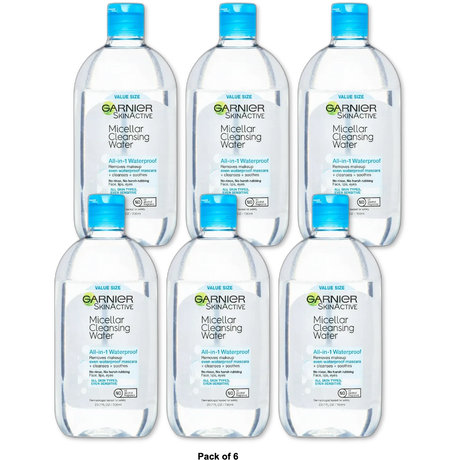 Garnier SkinActive Micellar Cleansing Water For Waterproof Makeup 23.7Oz (Pack of 6)