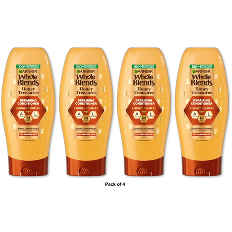 Garnier Whole Blends Honey Treasures Repairing Conditioner 22Oz (Pack of 4)