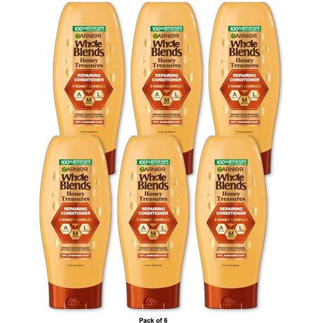 Garnier Whole Blends Repairing Conditioner Honey Treasures Damaged Hair 12.5Oz (Pack of 6)