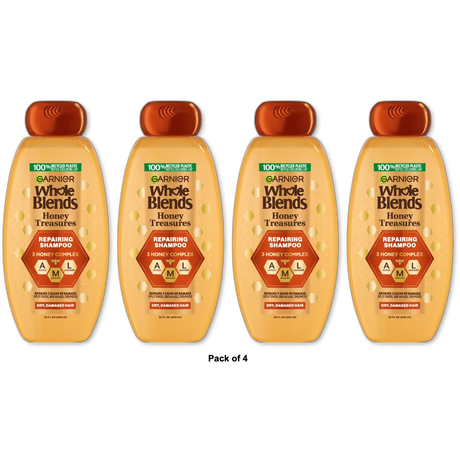 Garnier Whole Blends Repairing Shampoo with Honey Treasures 22Oz (Pack of 4)