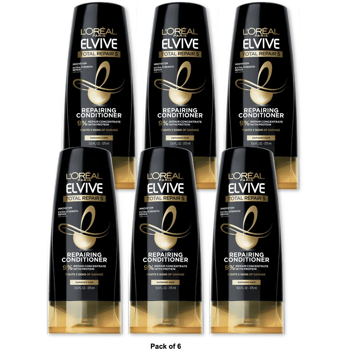 LOreal Elvive Total Repair 5 Repairing Conditioner with Protein and Ceramide 12.6Oz (Pack of 6)