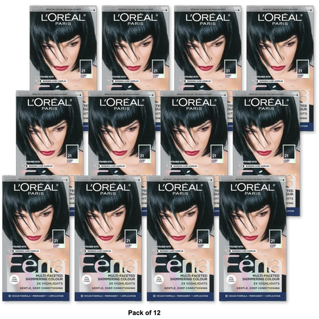 Loreal Feria Multi Faceted Shimmering Hair Color #21 Starry Night 10.4oz (Bright Black)1 Ea (Pack of 12)