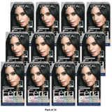 Loreal Feria Multi Faceted Shimmering Permanent Haircolor 20 Black 9.3Oz(Pack of 12)