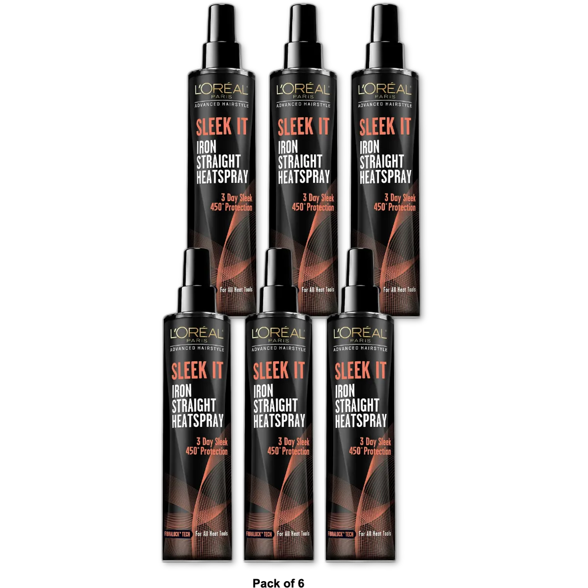 Loreal Paris Advanced Hair Style Sleek It Iron Straight Heat Hair Spray 5.7Oz (Pack of 6)