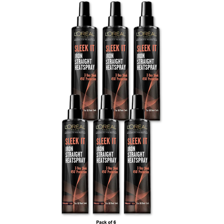 Loreal Paris Advanced Hair Style Sleek It Iron Straight Heat Hair Spray 5.7Oz (Pack of 6)