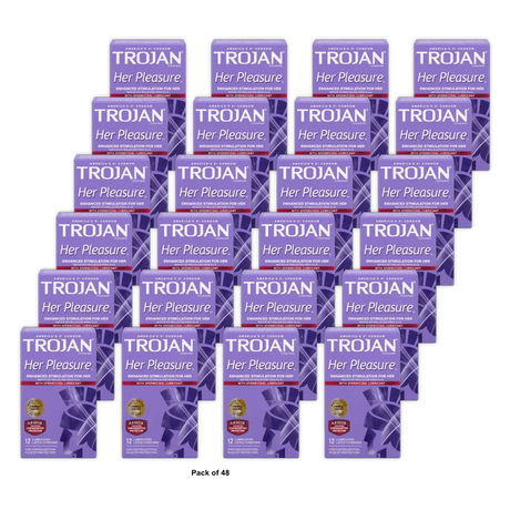 Trojan Her Pleasure Sensations Spermicidal Lubricant Condoms 2.11oz (Pack of 48)