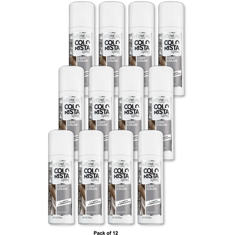 LOreal Paris Colorista 1-Day Hair Color Spray Silver 3.52oz (Pack of 12)