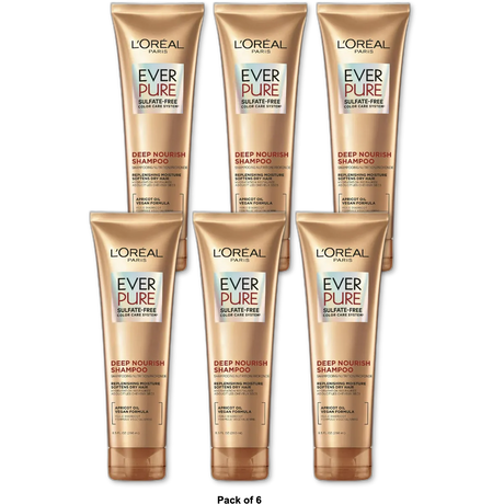 Loreal Paris Ever Creme Deep Nourish Shampoo Triple Action Hyrdration 8.5Oz (Pack of 6)