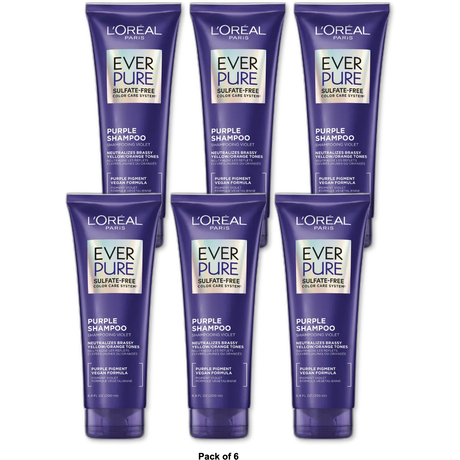 LOreal Paris EverPure Sulfate Free Shampoo Purple 6.8Oz (Pack of 6)