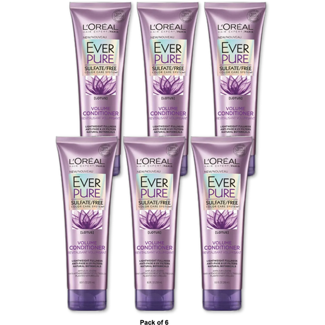 LOreal Paris EverPure Sulfate Free Volume Conditioner Lotus 8.5Oz (Pack of 6)