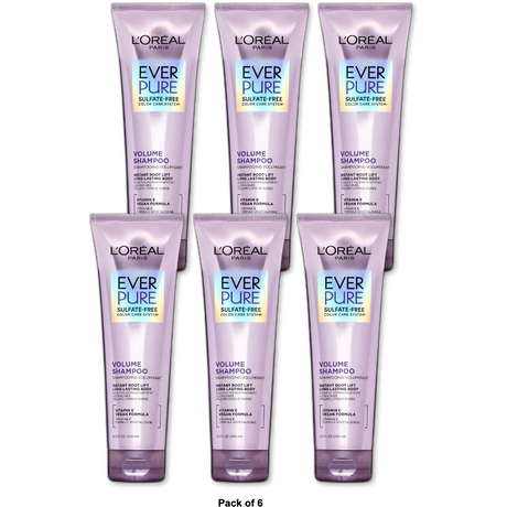 LOreal Paris EverPure Sulfate Free Volume Shampoo Lotus 8.5Oz (Pack of 6)