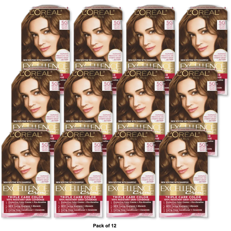 L'Oreal Paris Excellence Creme 5G Medium Golden Brown Hair Color 8oz (Pack of 12)