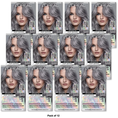 LOreal Paris Feria Multi-Faceted Shimmering Permanent Hair Color S1 Smokey Silver 8oz (Pack of 12)