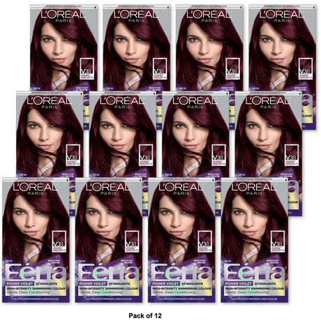 LOreal Paris Feria Power Violet High Intensity Shimmering Hair Color V38 Intense Deep Violet 10.88oz (Pack of 12)