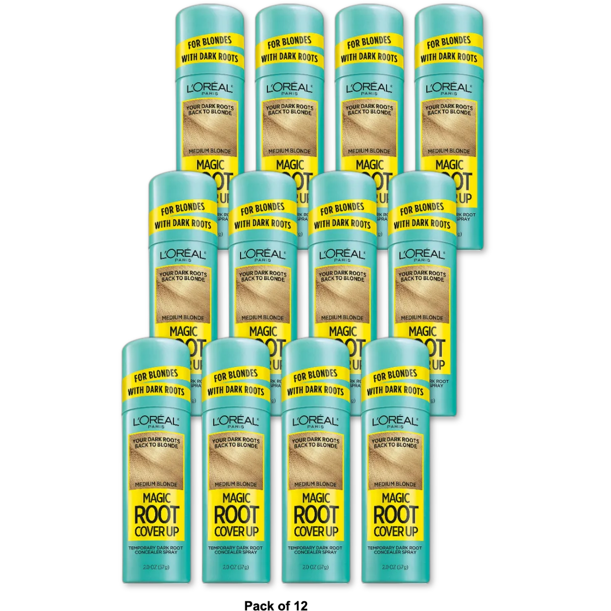 LOreal Paris Magic Root Cover Up Temporary Dark Root Concealer Spray Medium Blonde 2Oz (Pack of 12)