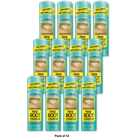 LOreal Paris Magic Root Cover Up Temporary Dark Root Concealer Spray Medium Blonde 2Oz (Pack of 12)