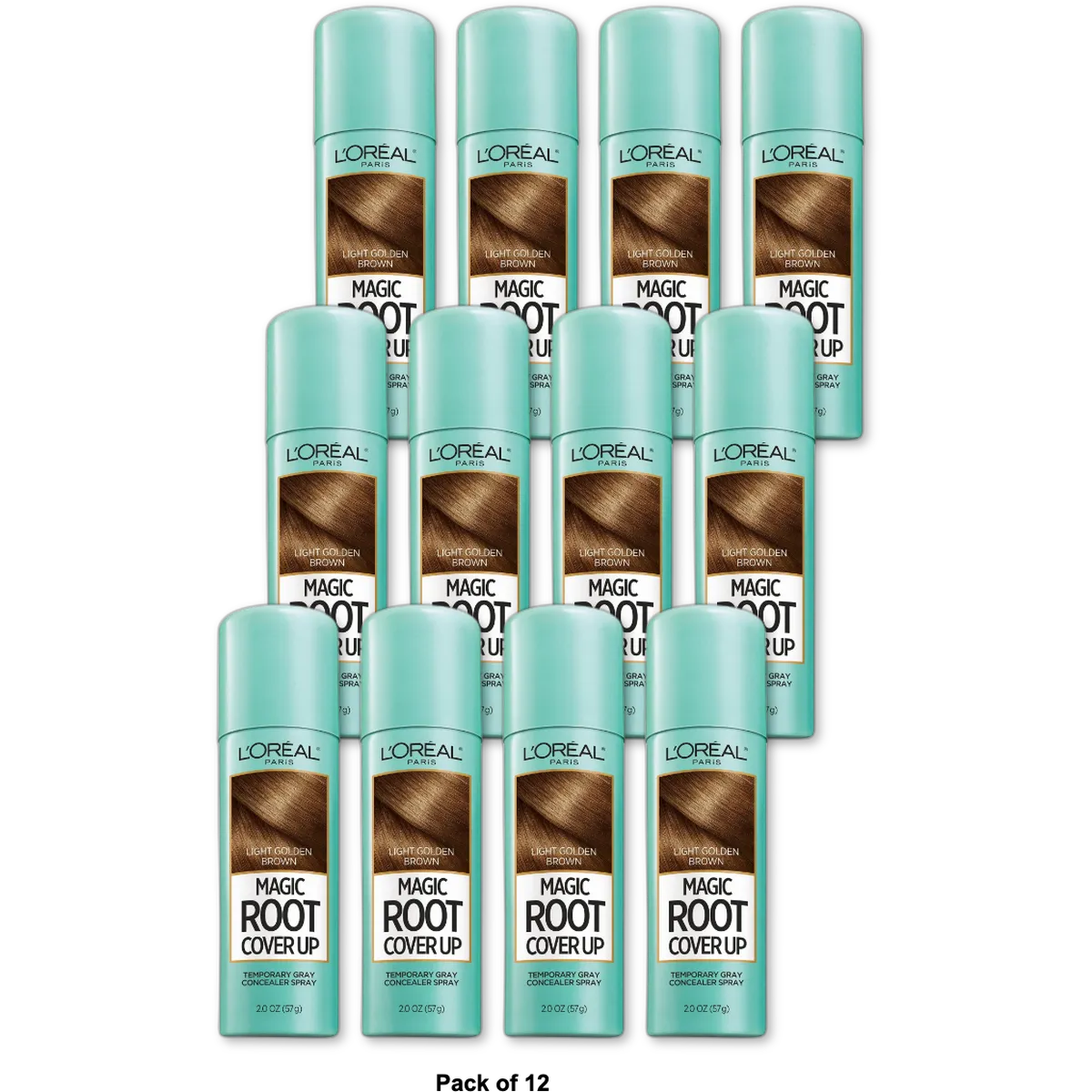Loreal Paris Magic Root Cover Up Temporary Gray Concealer Spray Light Golden Brown 2Oz (Pack of 12)