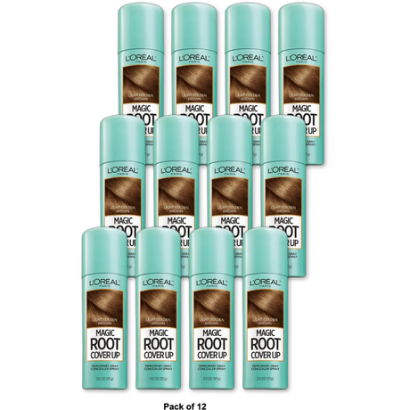 Loreal Paris Magic Root Cover Up Temporary Gray Concealer Spray Light Golden Brown 2Oz (Pack of 12)