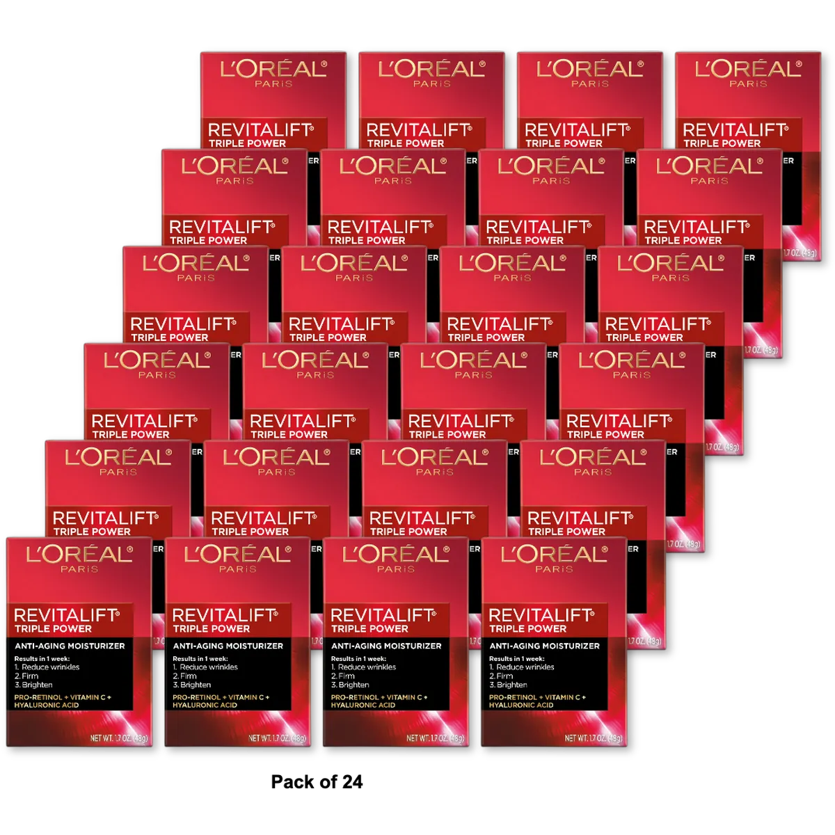 LOreal Paris Revitalift Triple Power Anti Aging Moisturizer 1.7Oz (Pack of 24)