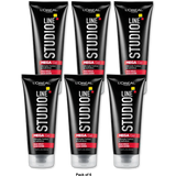 Loreal Studio Line Head Lock Mega Hard Hold Hair Gel Extreme Hold Curl And Frizz Control 6.8Oz (Pack of 6)