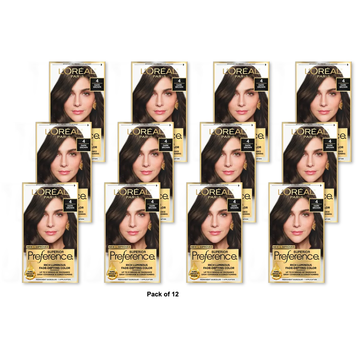 Loreal Superior Preference Hair Color 4 Dark Brown 8Oz(Pack Of 12)