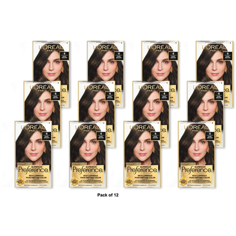 Loreal Superior Preference Hair Color 4 Dark Brown 8Oz(Pack Of 12)