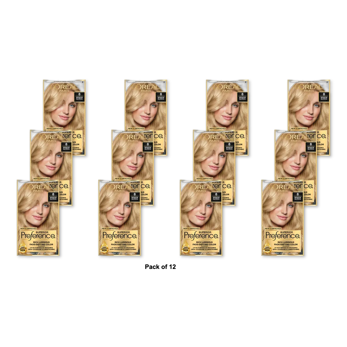 Loreal Superior Preference Hair Color 8 Medium Blonde1 Ea 8Oz (Pack Of 12)