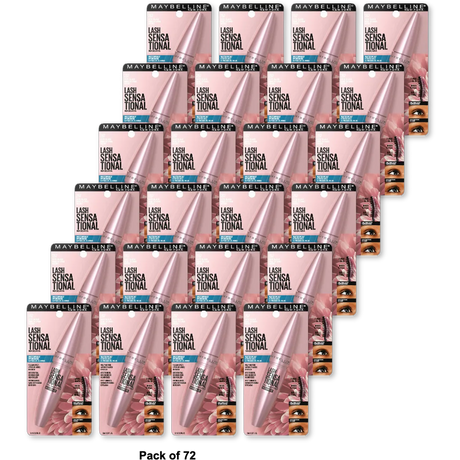 Maybelline Lash Sensational Waterproof Mascara Very Black 0.32oz (Pack of 72)