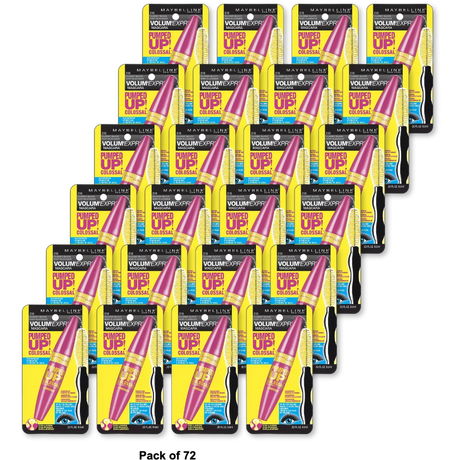 Maybelline Volum Express Pumped Up Colossal Waterproof Mascara Classic Black 0.32Oz (Pack of 72)