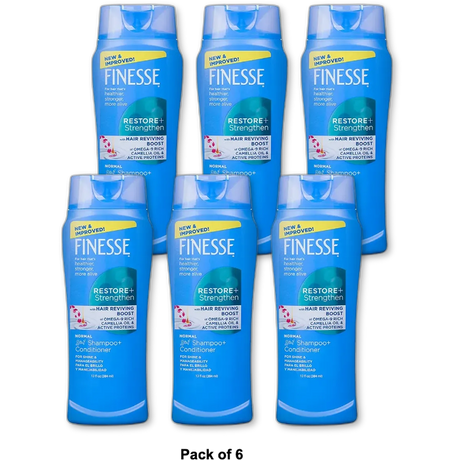Finesse Restore Plus Strengthen 2 In 1 Texture Enhancing Shampoo And Conditioner 13Oz (Pack of 6)