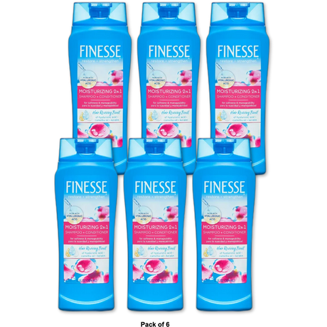 Finesse Self Adjusting Moisturizing Hair 2-In-1 Shampoo And Conditioner 13Oz (Pack of 6)