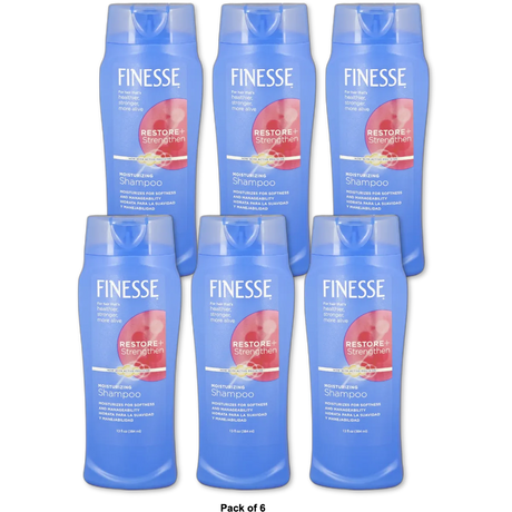 Finesse Self Adjusting Moisturizing Hair Shampoo For Dry Fragile Hair 13Oz (Pack of 6)